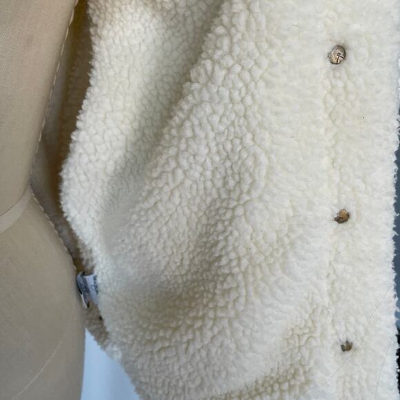 Lola Jeans Sherpa Lined Denim Jacket Medium – Off White Cozy Western Boho NWT - Picture 9 of 13